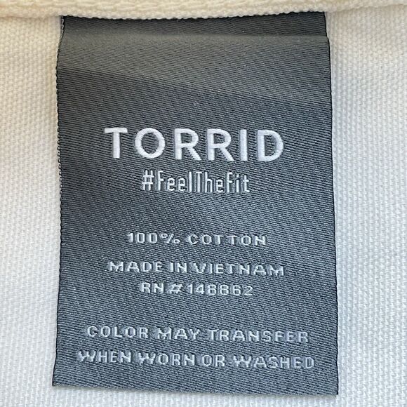 Torrid Chore / Barn Denim Jacket Women’s 3X Ivory Button Up Long Sleeve - Picture 5 of 16